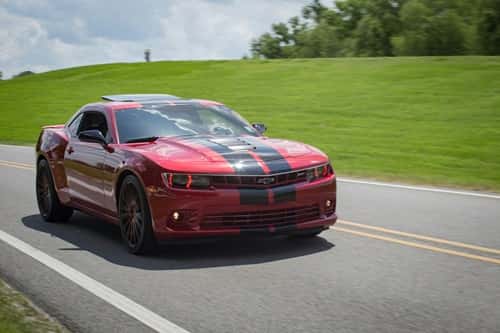 red chevy Camaro driving