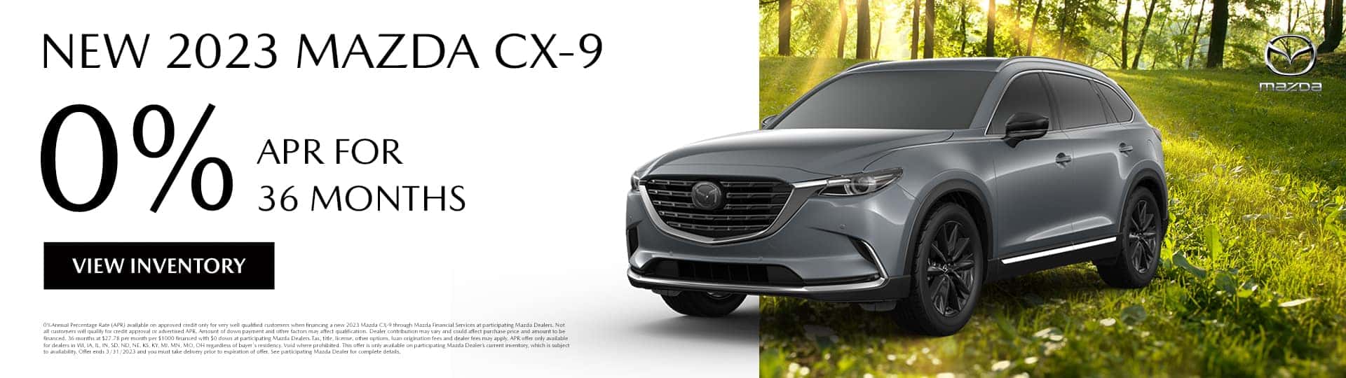 New 2023 MAZDA CX-9 0% APR for 36 Months