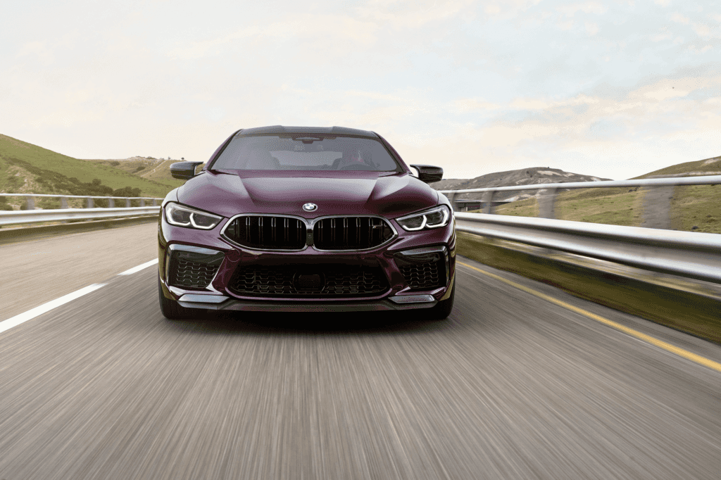 2023 BMW M8 Gran Coupe speeding down the road