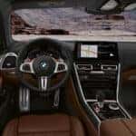 The cockpit of the 2023 BMW M8 Coupe