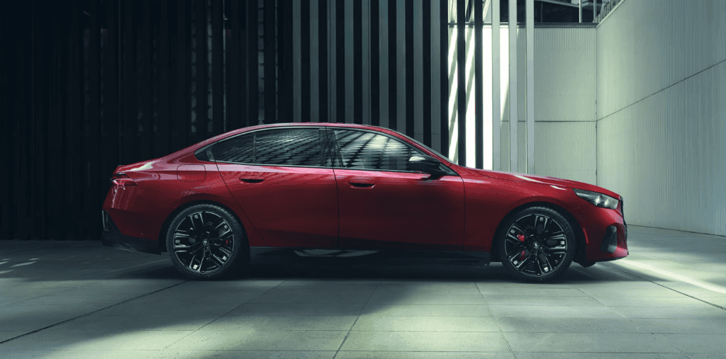 Exterior of a red 2025 BMW i5 M60