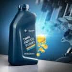 Oil bottle with a label displaying BMW oil type