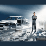 BMW Dinan parts laid out in front of a car