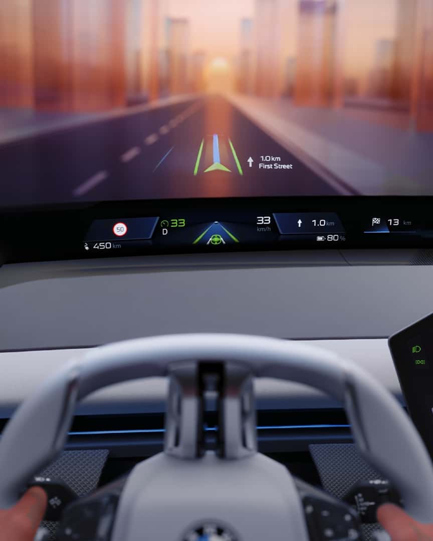 BMW Head-up Display projecting information in front of a driver