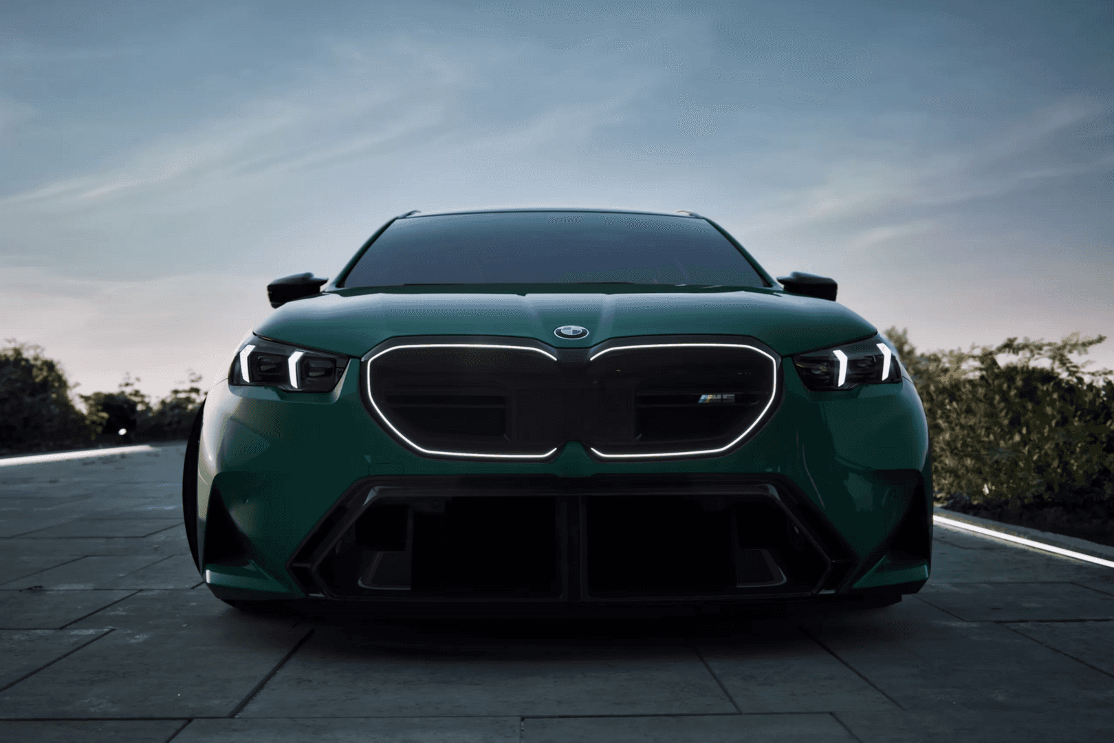The front grille of the 2026 BMW M5 Touring