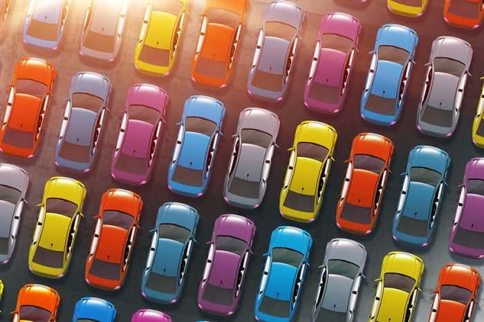 Row of pre-owned cars in Wesley Chapel, FL