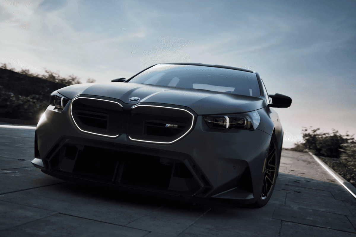 The 2027 BMW M5 Sedan on the road