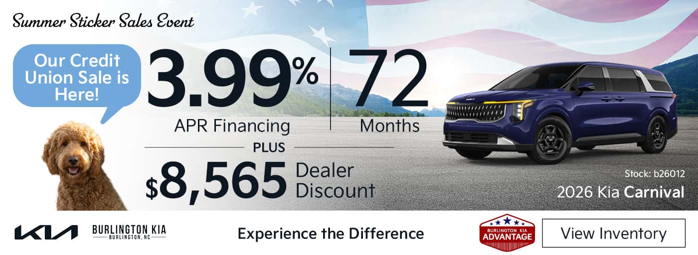 Get a New 2026 Kia Carnival For 3.99% APR for 72 Months + $8565 Dealer Discount