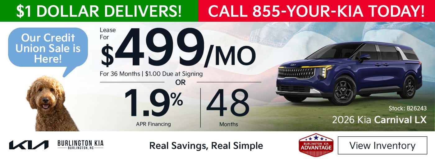 Lease a New Kia Carnival for $499/Month or 1.9% APR for 48 Months