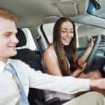 Used Car Customer Getting Features Tour in Atlanta