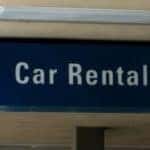 Car Rental overhead ceiling sign at an airport