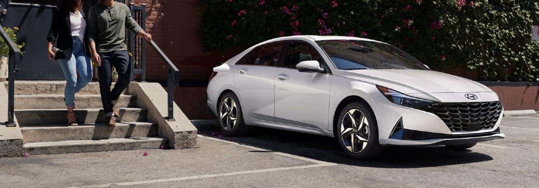 2021 Elantra Hybrid parked outside building