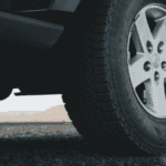 Close-up on a vehicle's wheel and tire