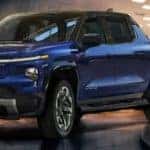 Blue 2022 Chevy Silverado EV Front in a Tunnel