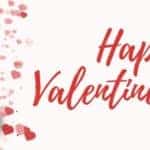 Red Hearts and Red Happy Valentine's Day Text on a White Background