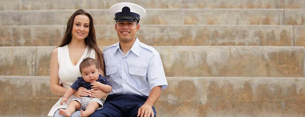 a military family on some stairs