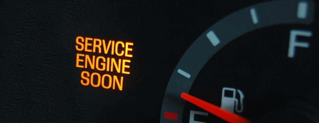 Check engine light on in a vehicle