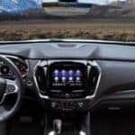 steering wheel and front seats of a Chevy Traverse
