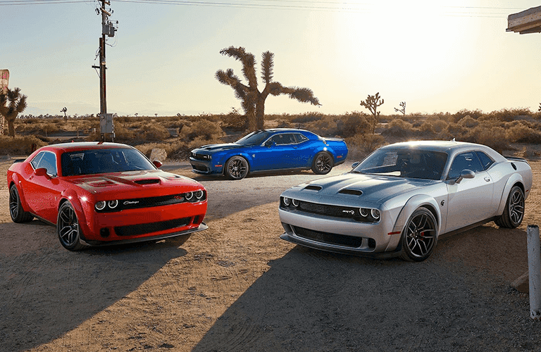 2023 Dodge Challenger models in a circle