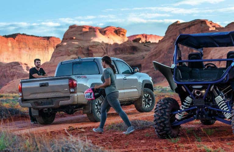 2018 Toyota Tacoma on a road by red mountains