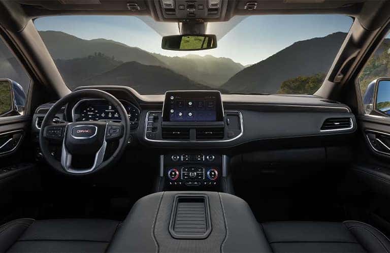 2023 GMC Yukon front seats, steering wheel, and display screen