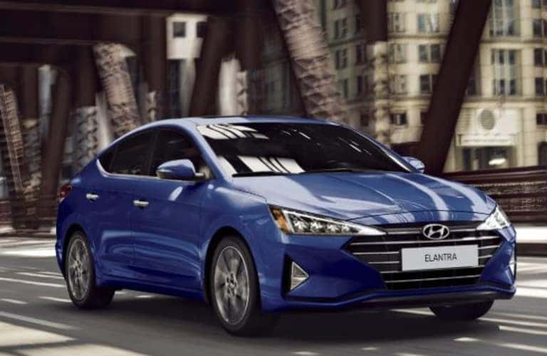 2020 Hyundai Elantra with blue paint front view