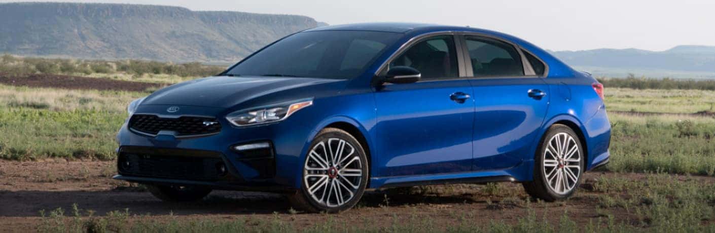 2020 Kia Forte blue car front and side view