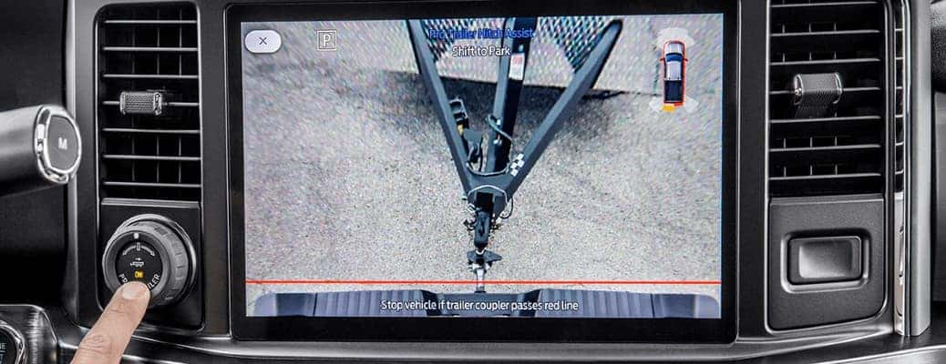 a rearview camera showing a trailer hitch