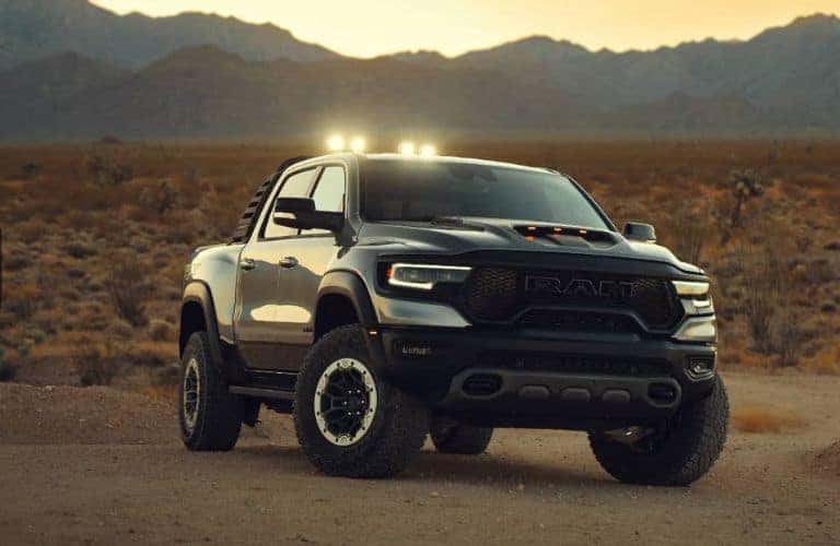 2024 Ram 1500 TRX front view with top lights on