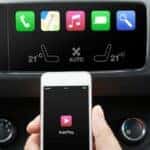 a phone inside a vehicle by a touchscreen