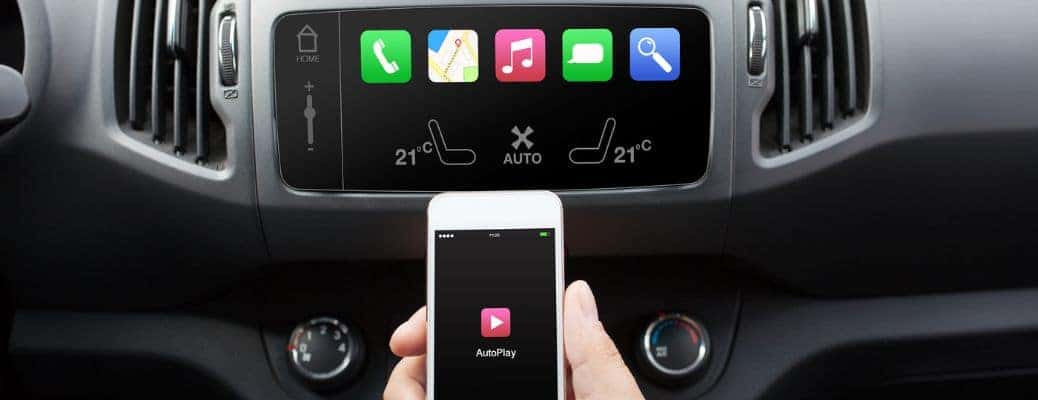 a phone inside a vehicle by a touchscreen