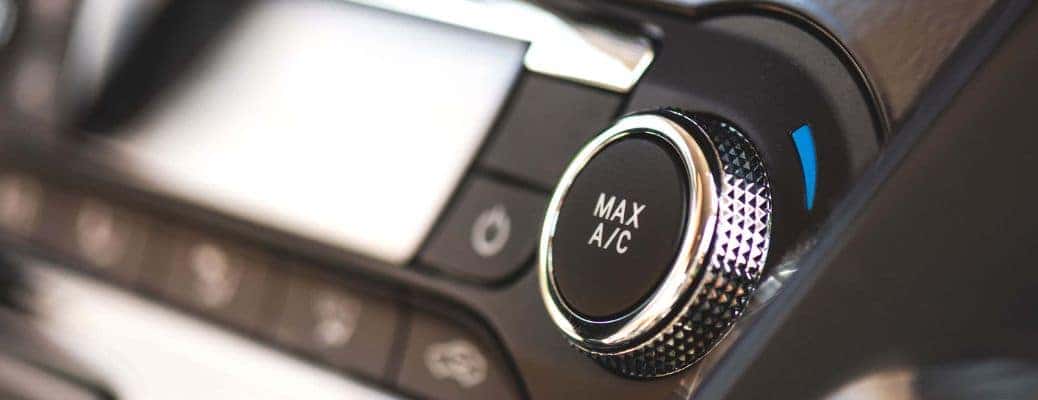 the air conditioning knob in a car close up
