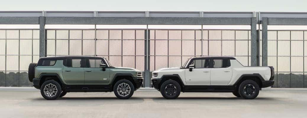 GMC Hummer EV SUV and truck side view