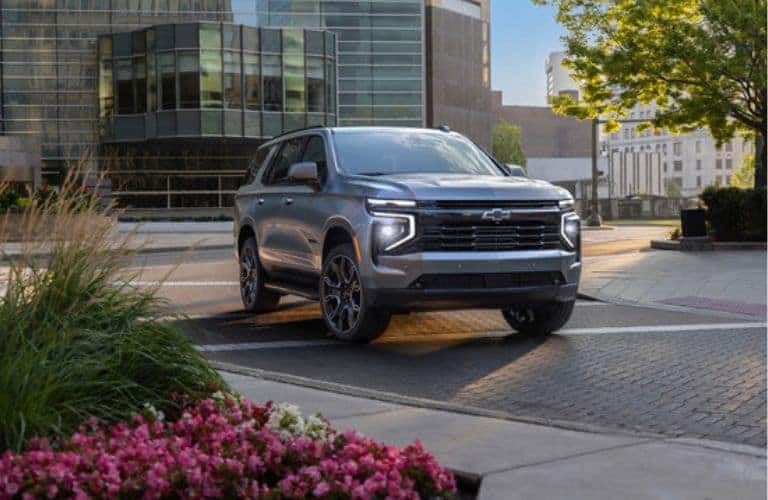 2025 Chevrolet Tahoe front view in a city