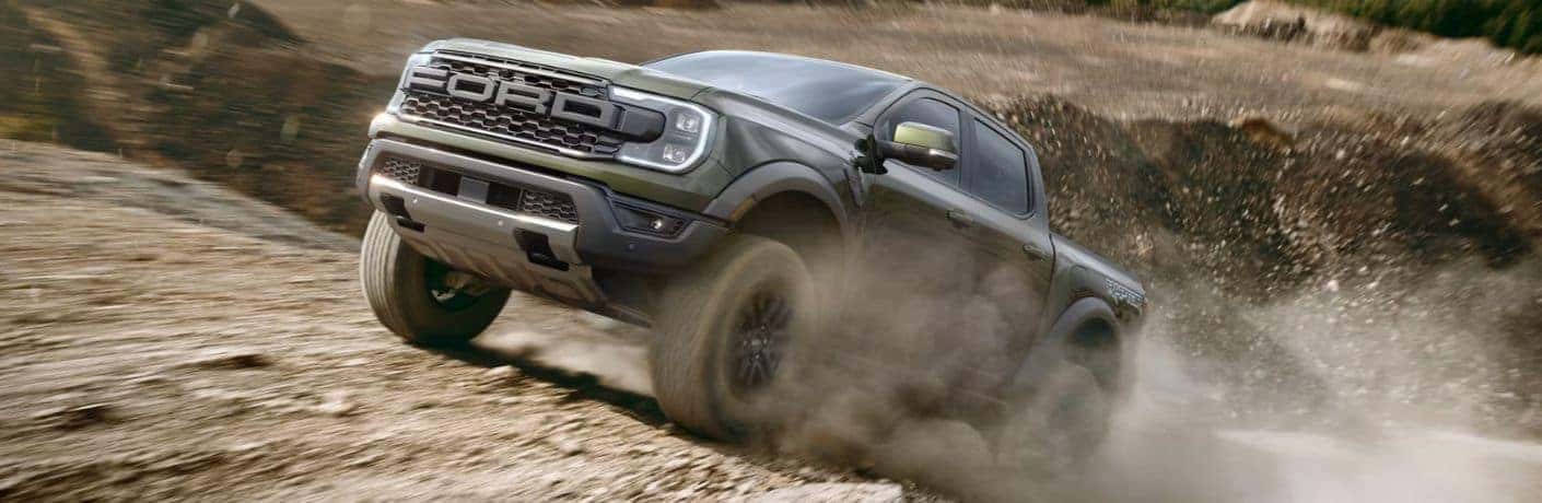 2025 Ford Ranger front view driving up a hill