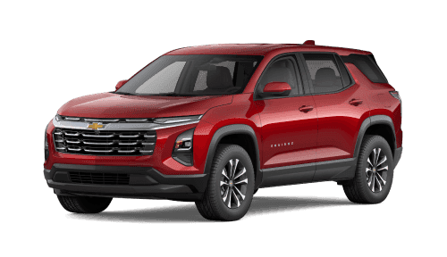 2026 Chevrolet Equinox LT in Radiant Red Tintcoat, shown in a three-quarter front driver-side view.