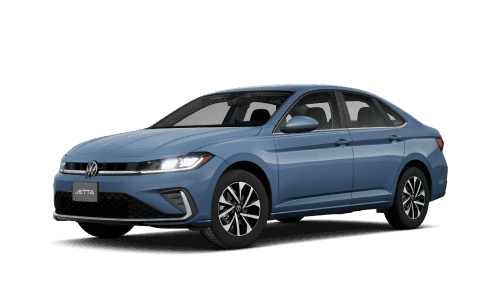 Blue Volkswagen Jetta shown from a front three-quarter angle.