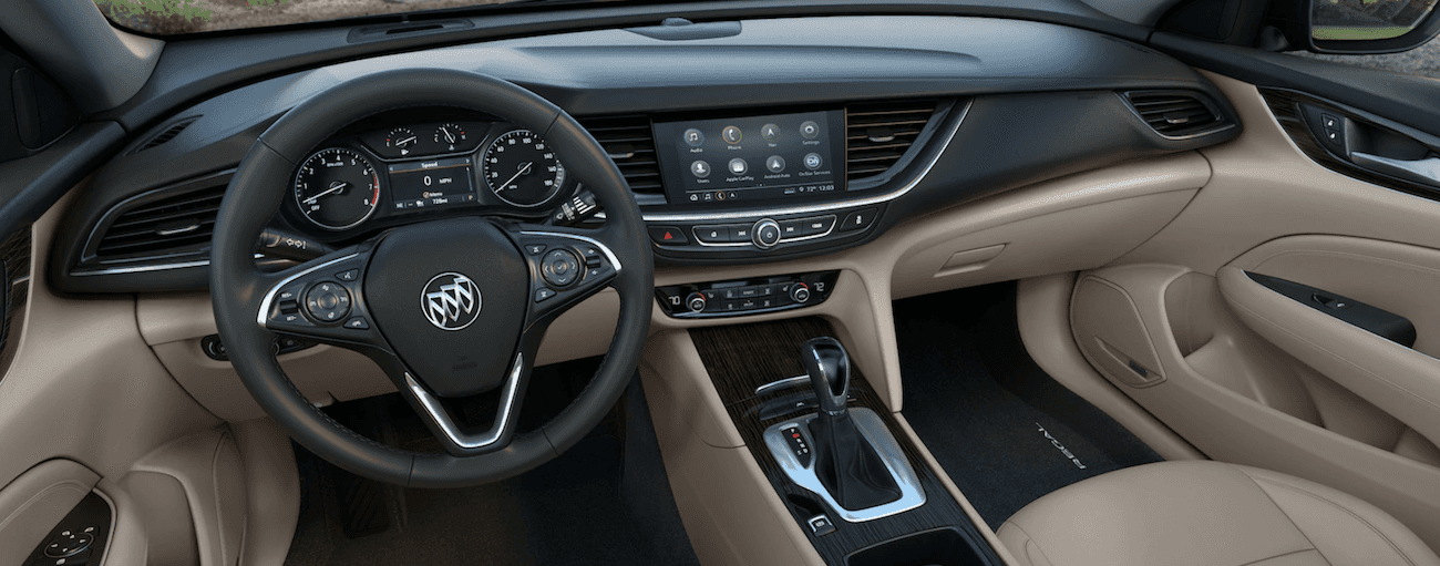 Tan and black 2019 Buick Regal interior