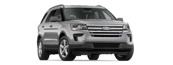 A silver 2019 Ford Explorer on white