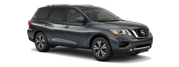 A gray 2019 Nissan Pathfinder on white
