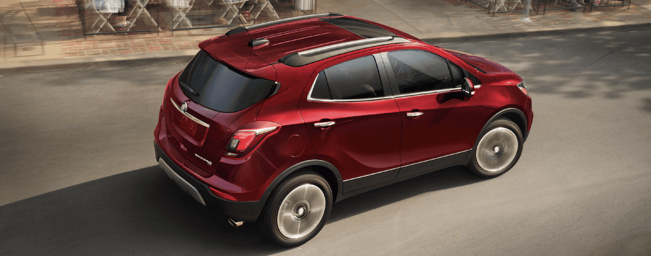 A red 2019 Buick Encore on a local test drive in Georgia