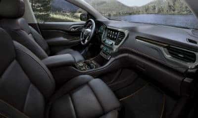 2020 GMC Acadia AT4 interior side view partial seats dashboard and steering wheel