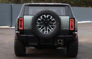 GMC Hummer EV rear view with a spare tire