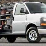 2023 GMC Savana Cargo Van with cargo door open