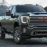 2023 GMC Sierra HD front view in front of a mountain