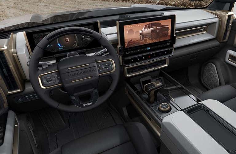 2023 GMC Hummer EV steering wheel and display screen