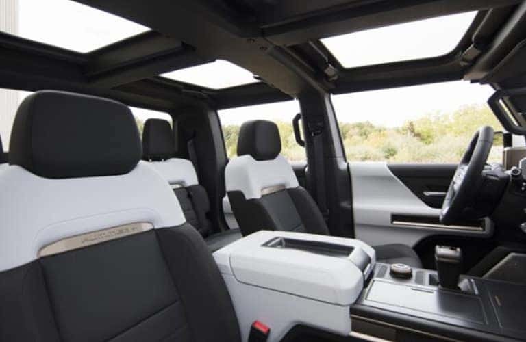 2023 GMC Hummer EV black and white interior