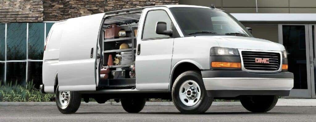 2023 GMC Savana Cargo van with side door open