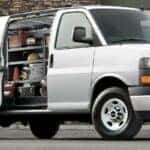 2023 GMC Savana Cargo van with side door open
