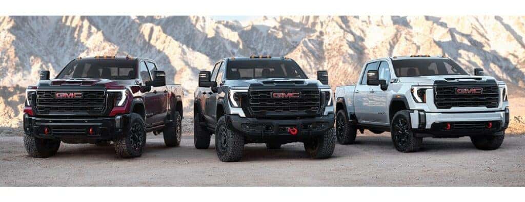 2024 GMC Sierra HD AT4X AEV Edition models in a row